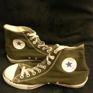 Brown high-top converse