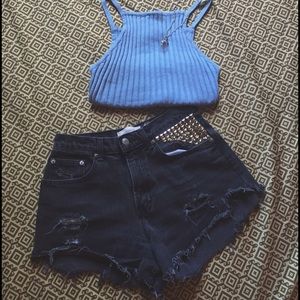 Classic Black Studded Hi-Waist Shorts Size 6