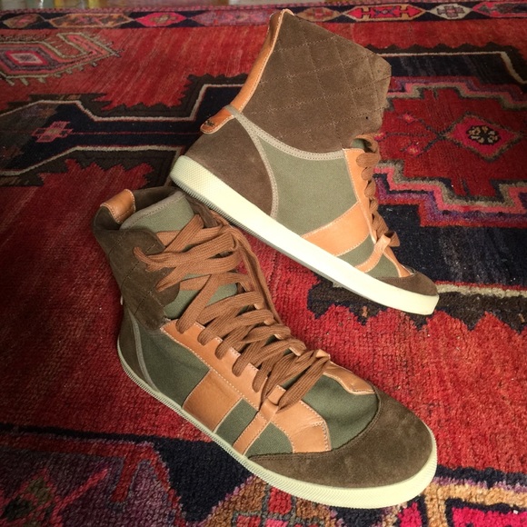 Chloe quilted suede/leather and canvas hightops.