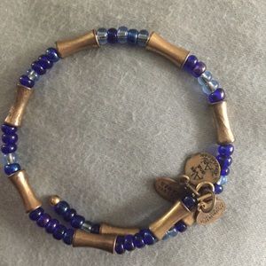 Alex and Ani blue and gold wrap bracelet