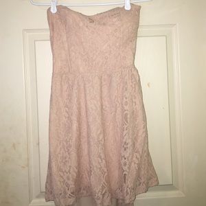 Beautiful strapless lace tan dress