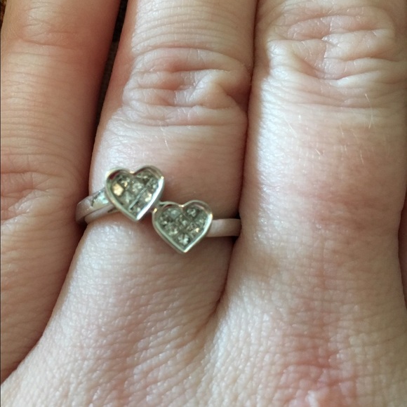 Promise ring, white gold, diamond, size 7.