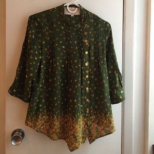 Lauren Moffatt Floral Blouse Sz S