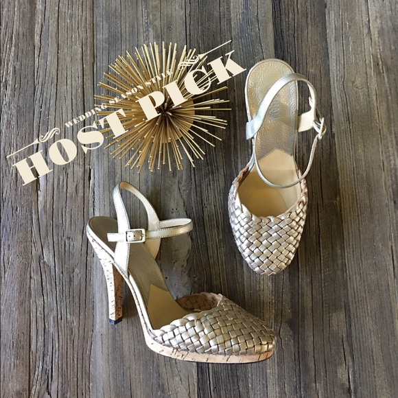 MICHAEL Michael Kors Shoes - michael kors • gold braided leather and cork heels