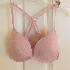 Pink & gold polka dot bra