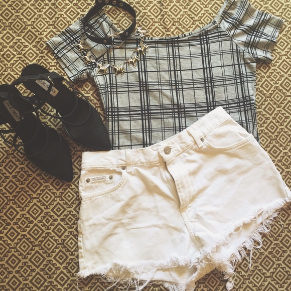Calvin Klein Distressed Hi-Waist Shorts