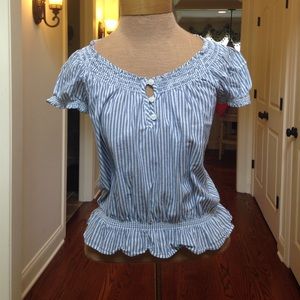 Blue and White Striped Forever 21 Blouse