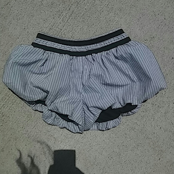 Black and white striped bloomer shorts