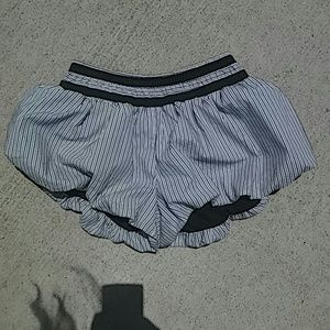 Black and white striped bloomer shorts