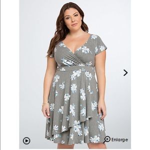 Floral knit wrap dress