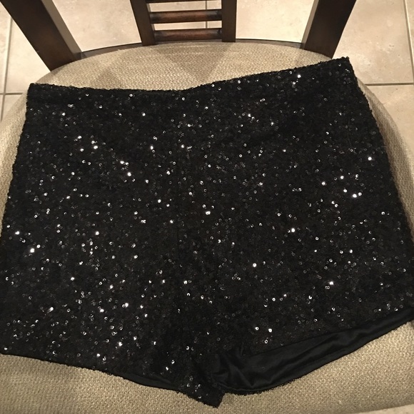 Black sequin shorts