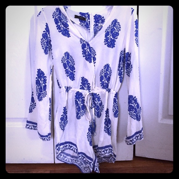 draw string zip up romper