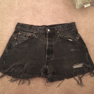 Black Distressed high waisted jean shorts