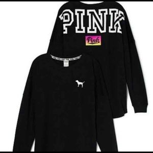 PINK Black Varsity Crew