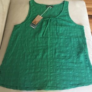 Prana organic cotton, green woven tank. Large NWT