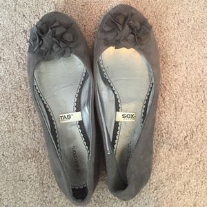 Grey flats with flower design