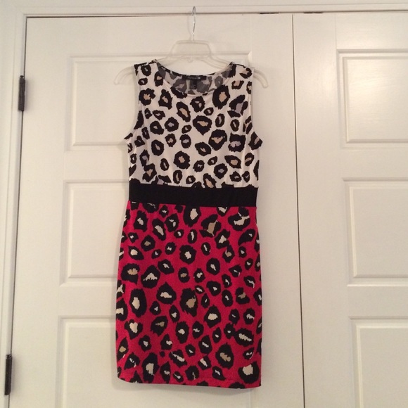 Forever 21 leopard black, nude, and red dress