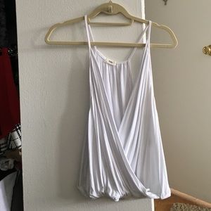 Plunge white cotton tank