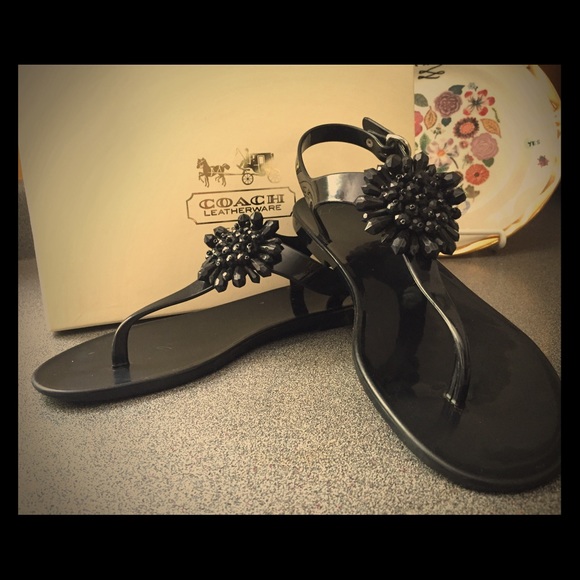 Black Coach Jelly Sandals