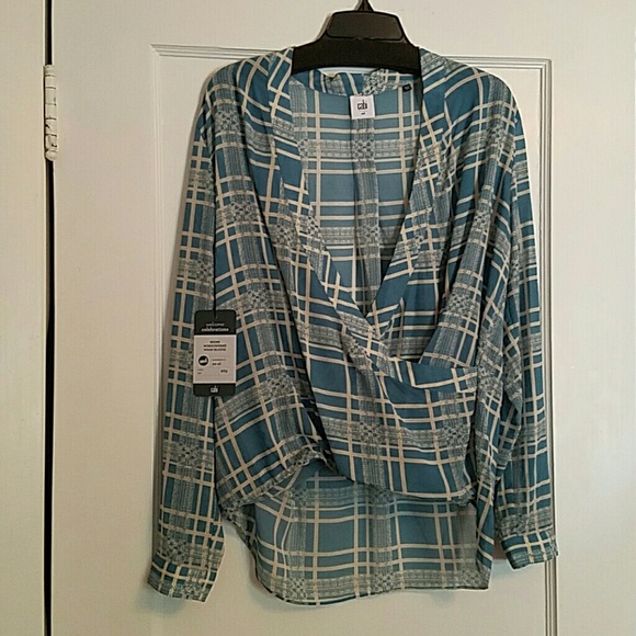 Cabi #3068 Windowpane Wrap Blouse