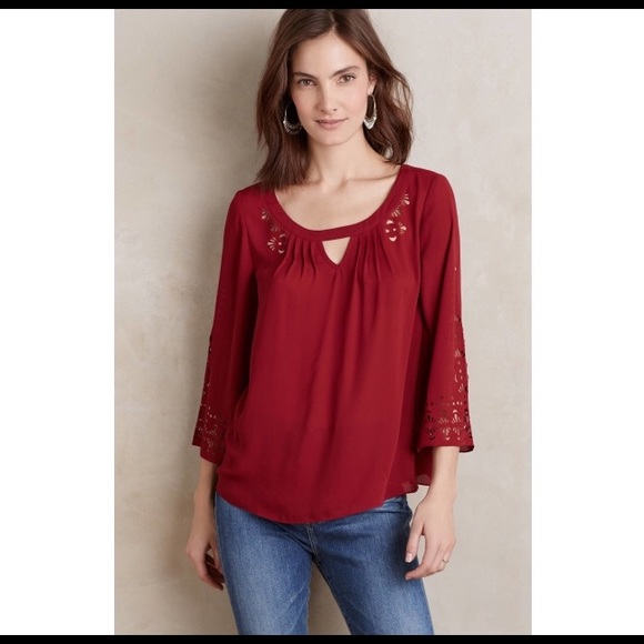 Anthropologie Red Teni Blouse