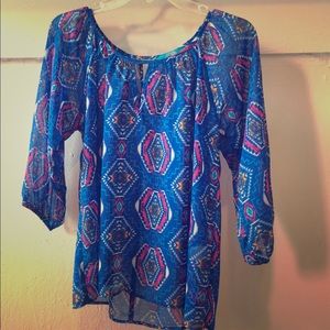Blue and pink summer top