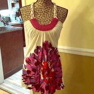 Sky Top-White with multi colors