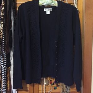 Navy Merino Wool Cardigan