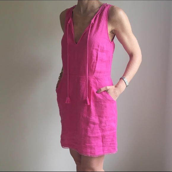 Bright pink linen dress Clearance