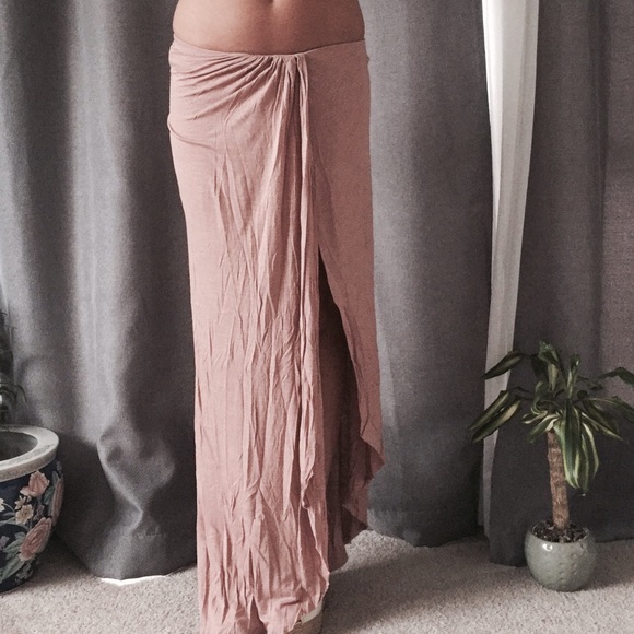 Free People Pink Faux Wrap Full Length Skirt