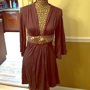 Sky Dress-grey with silver leather detail