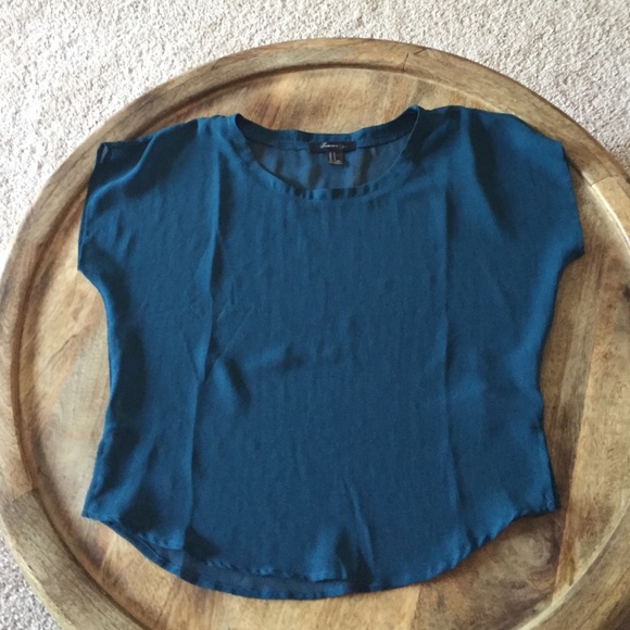 Forever 21 teal sheer cap sleeve top
