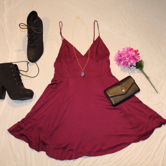 🎉HP🎉 Silence + Noise, Fit + Flare Maroon Dress