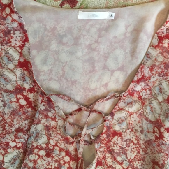 Floral Boho Lace-up Mini Dress/Tunic - Picture 2 of 4