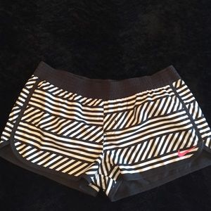 Nike Women's Black And White Aztec Striped Shorts