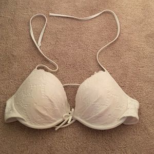 Victoria secret white crochet push up halter top