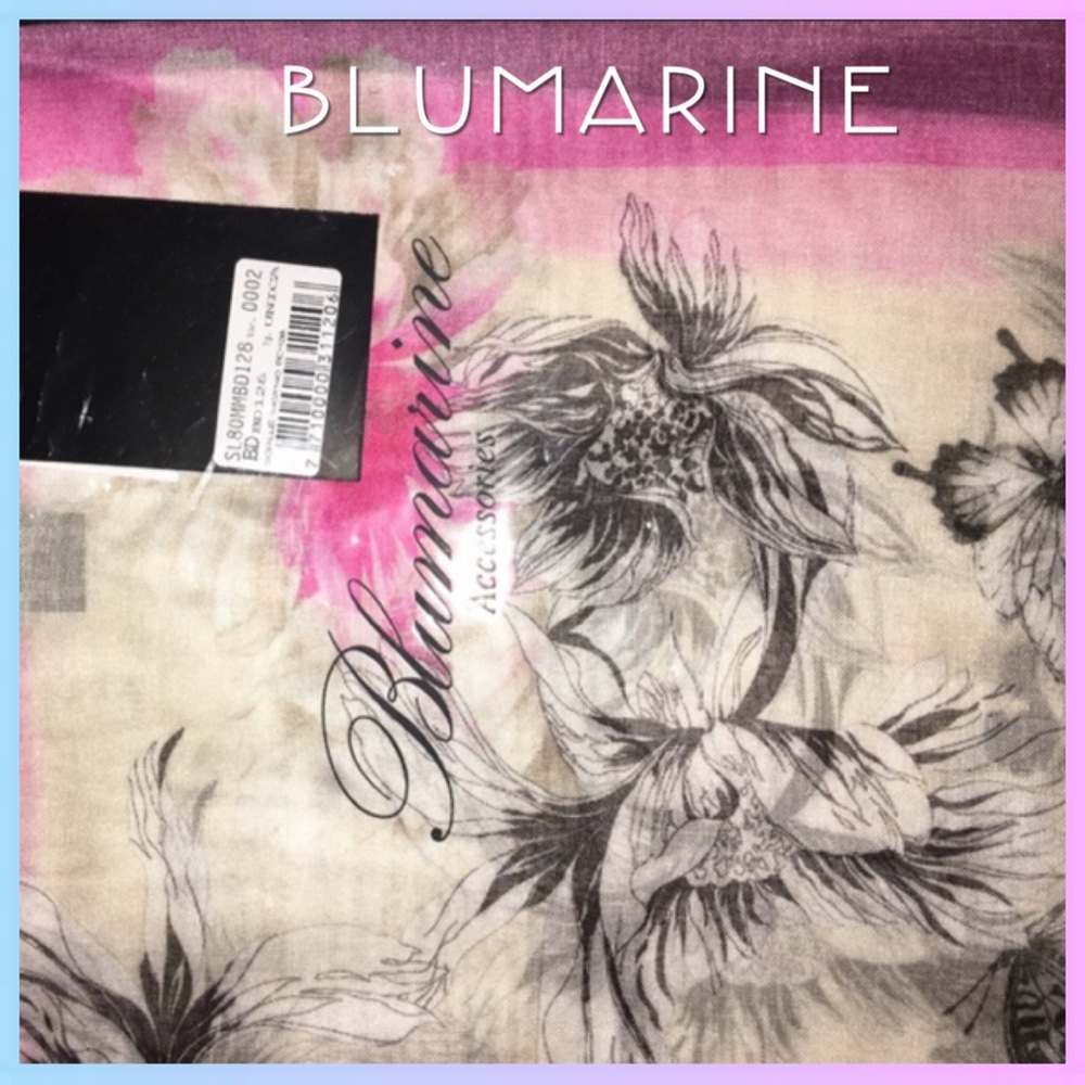 New Blumarine Large Butterfly Silk Scarf