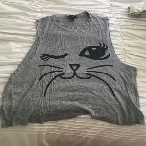 A grey and black detailed muscle tank