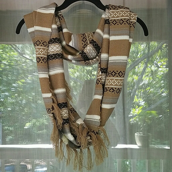 The Limited Accessories - Neutral Fair Isle Infinity Scarf