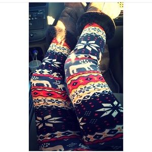 Christmas leggings with inner fo-fur lining