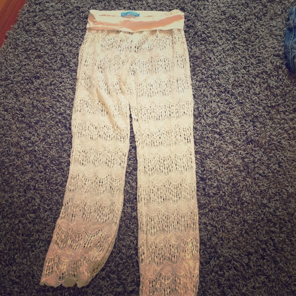 Lace beach pants coverup