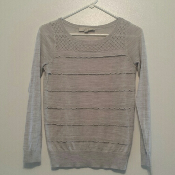 Ann Taylor Loft Petite Lightweight Top (pale grey) - Picture 1 of 4