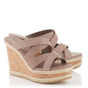 Jimmy Choo Prisma Espadrilles Cork Wedge in Mink