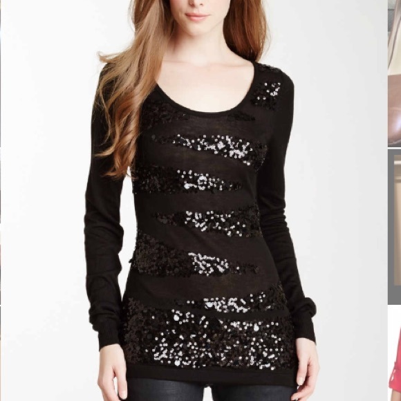 SALE! Black Sequin Stripe Top