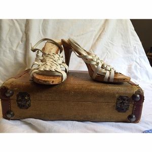 White and cork spring heels