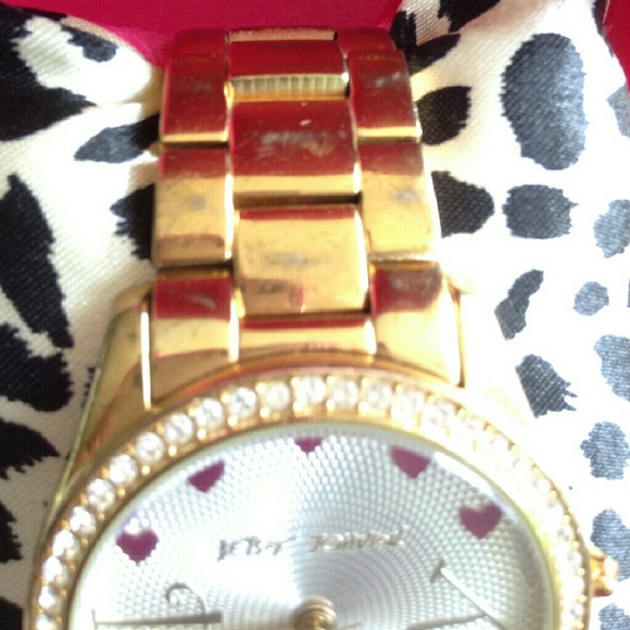 Betsey Johnson gold tone watch set with CZ