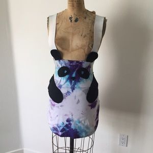 Unique tie dye panda overall dress