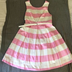 Pink and white striped summer dress