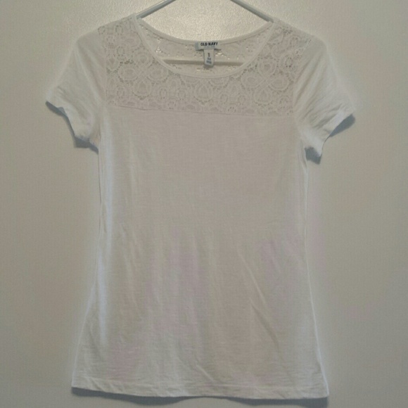 Old Navy - White Tee with Lace detail at top - Picture 1 of 4
