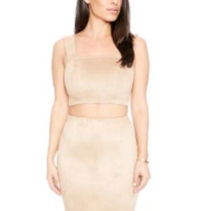 Suede tan crop top NWT
